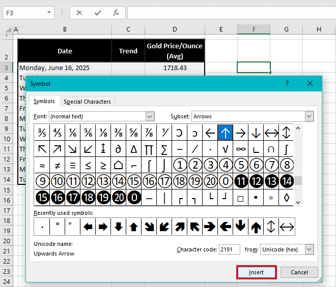 How to Insert an Arrow in a Cell in Excel (6 Easy Ways) 10 Using Symbol Option