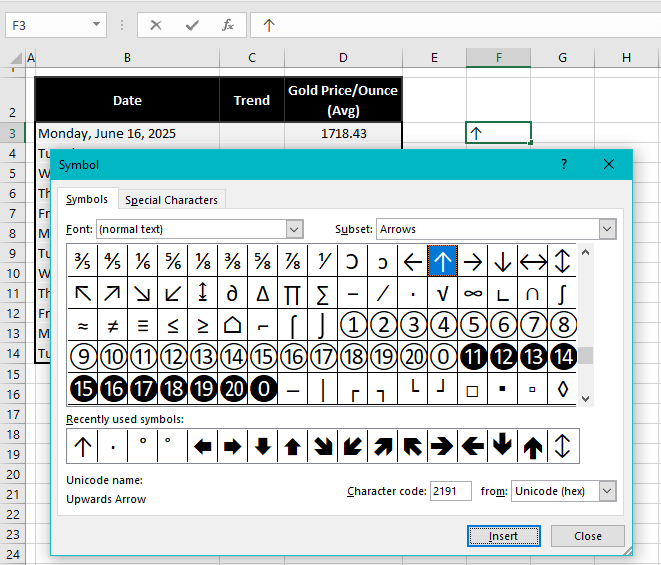 How to Insert an Arrow in a Cell in Excel (6 Easy Ways) 11 Using Symbol Option