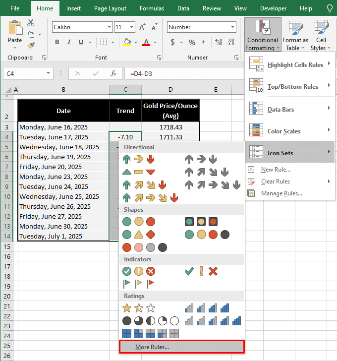 How to Insert an Arrow in a Cell in Excel (6 Easy Ways) 23 Using Conditional Formatting