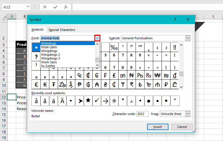 How to Insert Bullet Points in Excel (9 Easy Ways) 10 Using Symbol Option For Adding Bullet Points In Excel