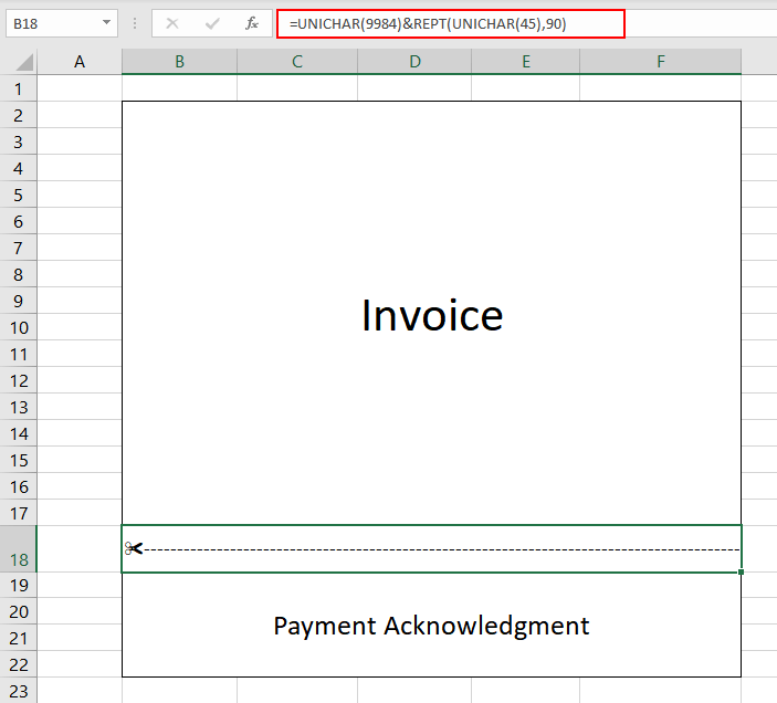 Excel UNICHAR Function – How To Use 4 Adding Tear Here Sign