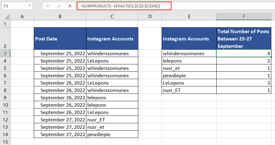 Excel EXACT Function – How To Use 15 Counting Case-Sensitive Repetition