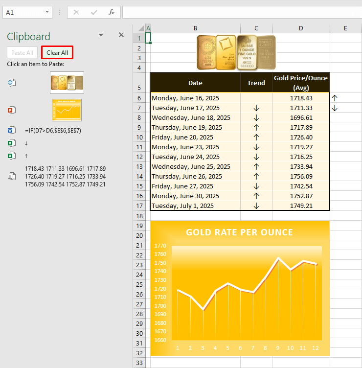 How to Clear Clipboard in Excel (3 Easy Ways) 2 Clearing All Items on the Clipboard at Once