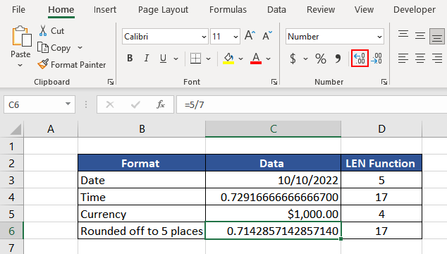 Excel LEN Function – How To Use 5 LEN Function with Number Format Data