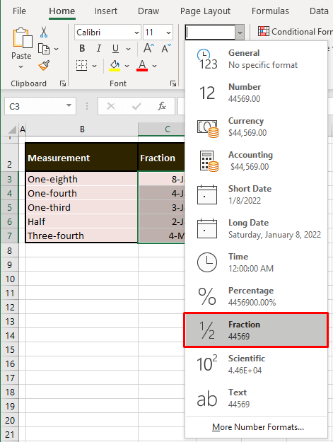 Stop Excel from Changing Numbers to Dates Automatically 4 Using Text/Fraction Format
