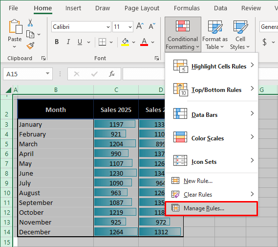 Remove Conditional Formatting in Excel (7 Easy Ways) 13 Method #2: Using Manage Rules Option