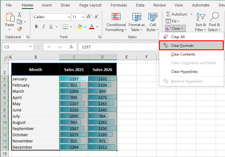 Remove Conditional Formatting in Excel (7 Easy Ways) 21 Method #5: Using the Clear Formats Option