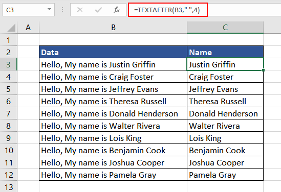 Excel TEXTAFTER Function – How To Use 5 Extracting Names Using TEXTAFTER Function