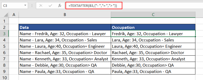 Excel TEXTAFTER Function – How To Use 9 Using Multiple Delimiters in TEXTAFTER Function