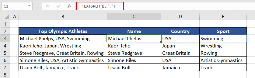 Excel TEXTSPLIT Function – How To Use 6 Splitting Data into Columns using TEXTSPLIT Function