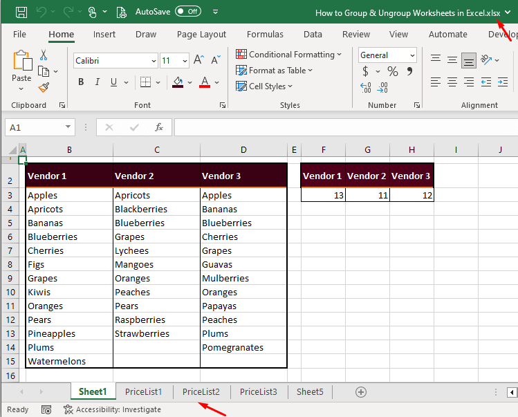 How to Group & Ungroup Worksheets in Excel (Easy Steps) 24 Sheet Tab Options