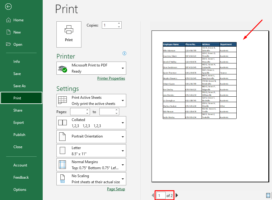 Change Page Orientation in Excel