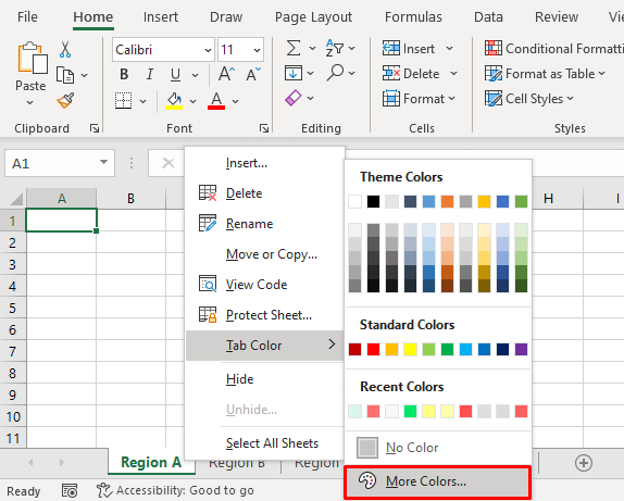 How to Change Tab Color in Excel (3 Easy Ways + Shortcut) 7 Using Right Click Context Menu