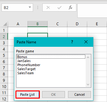 How to Find a Named Range in Excel (4 Quick & Easy Ways) 11 Method #4 – Using Paste Name Feature