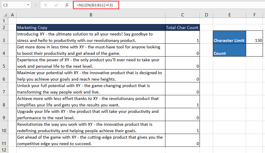 Excel N Function – How To Use 9 Counting Cells With More Than N Characters