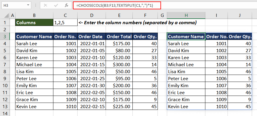 Excel CHOOSECOLS Function – How To Use 16 Extract Columns based on String with Numbers