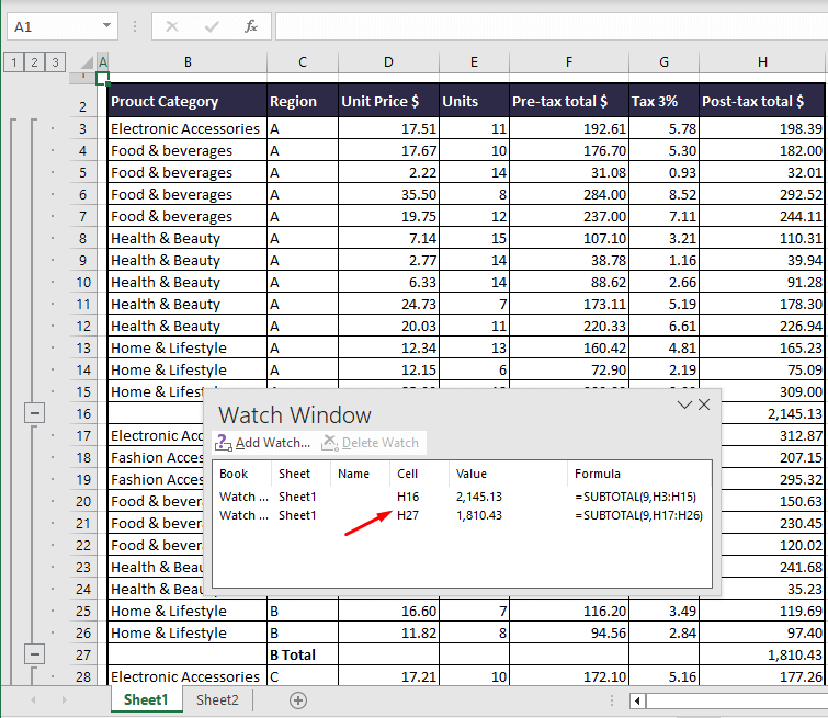 Watch Window in Excel - Keep Track of Important Cells 12 Adding Another Watch
