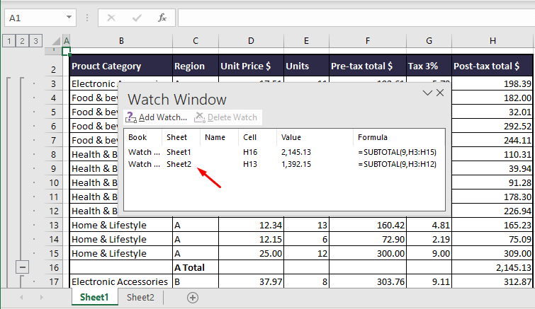 Watch Window in Excel - Keep Track of Important Cells 17 Watch Cells from Multiple Worksheets