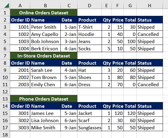 Excel DROP Function – How To Use 11 Example 4 - Combining Ranges and Dropping Rows or Columns