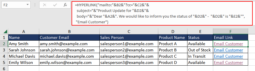 Excel HYPERLINK Function – How To Use 13 Sending Email using HYPERLINK Function